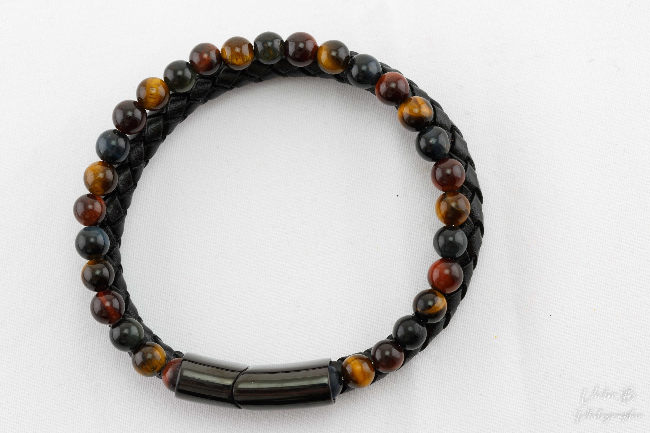BRACELET CUIRE OEIL DE TIGRE OEIL DE TAUREAU
