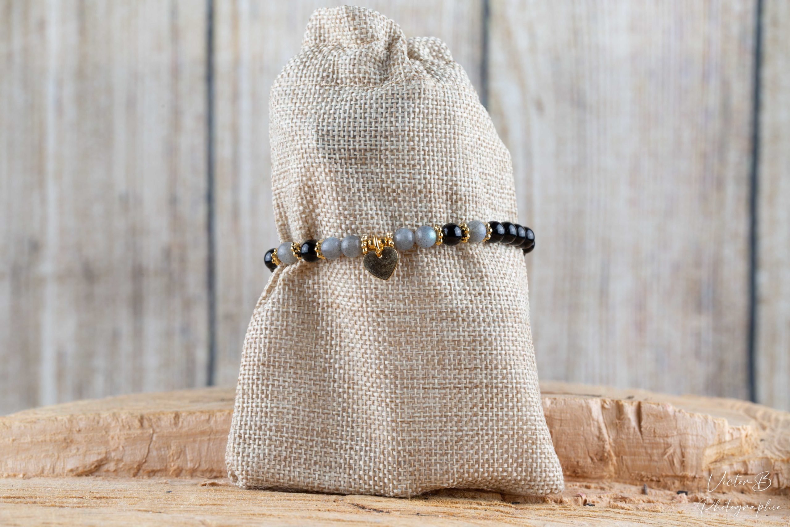 BRACELET TOURMALINE LABRADORITE- COEUR BRACELET TOURMALINE LABRADORITE- COEUR