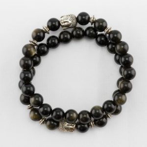 OBSIDIENNE DORE TETE DE BOUDDHA
