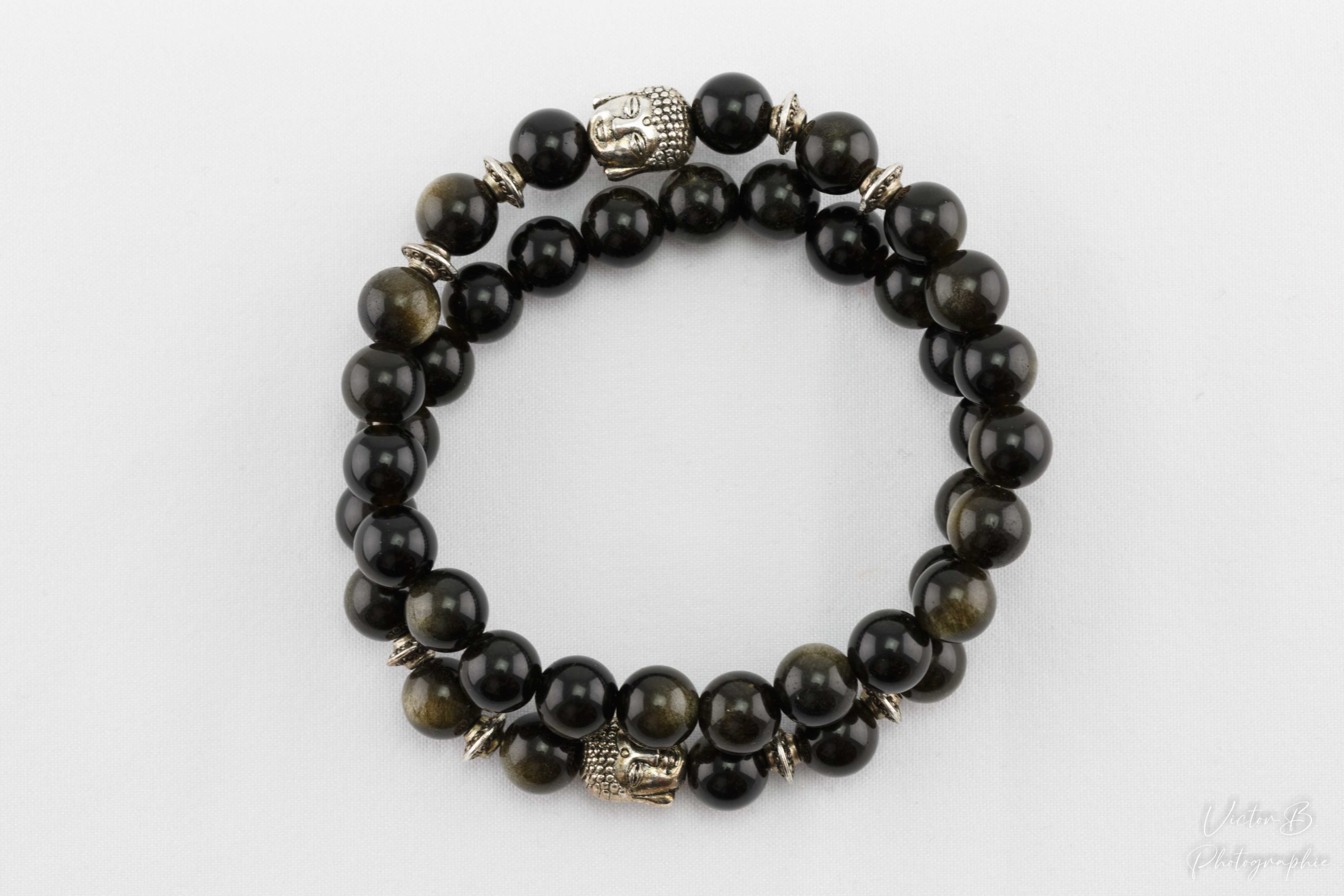 OBSIDIENNE DORE TETE DE BOUDDHA