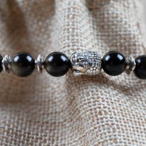 Obsidienne doré tete de bouddah