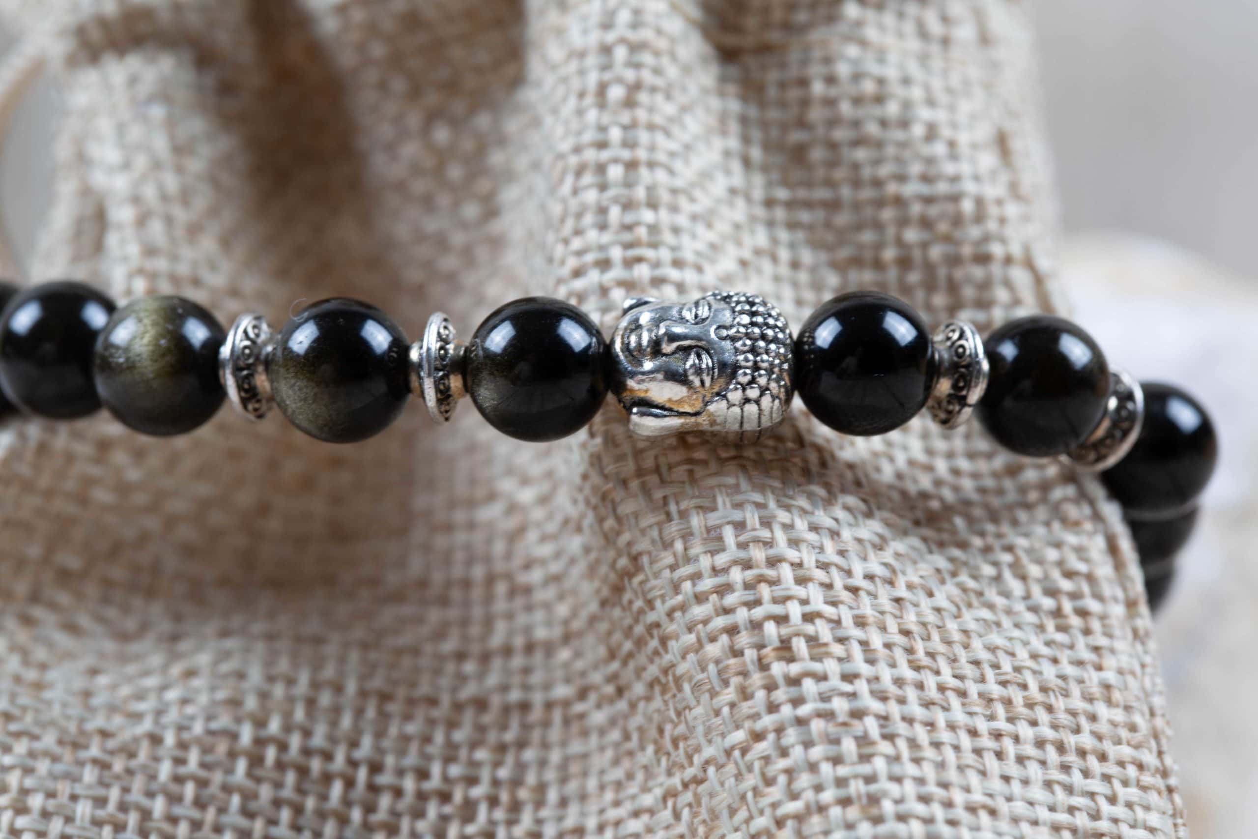 Obsidienne doré tete de bouddah