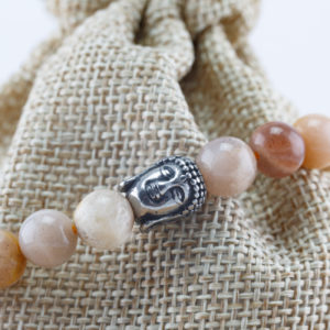 Détails Pierre de lune rose Tete de bouddha Détails Pierre de lune rose Tete de bouddha