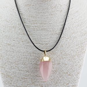 pendentif cordon Quartz rose
