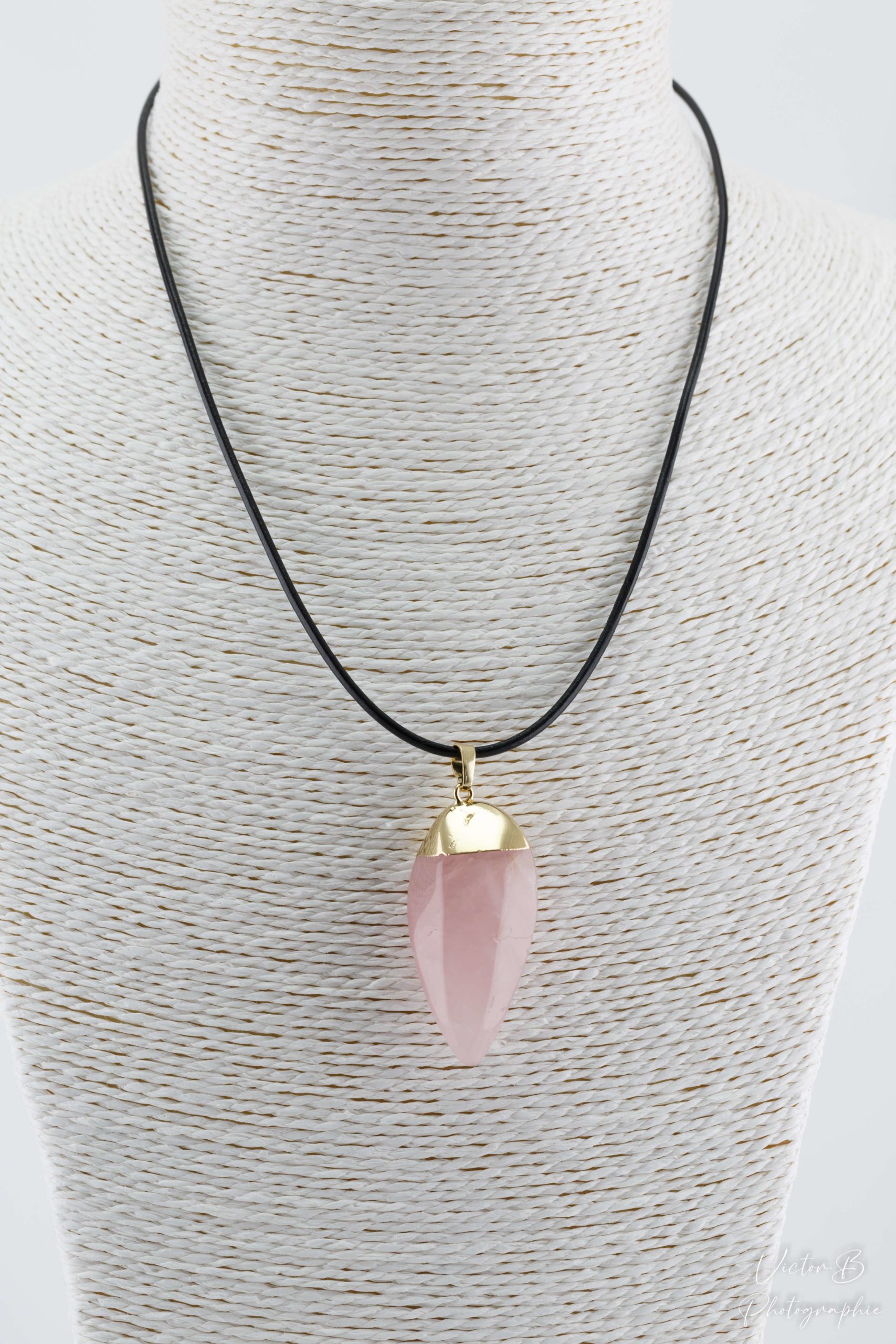 pendentif cordon Quartz rose