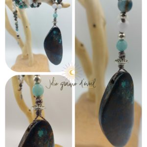 Mala chrysocolle Jaspe d’afrique jade blanc Mala chrysocolle Jaspe d’afrique jade blanc