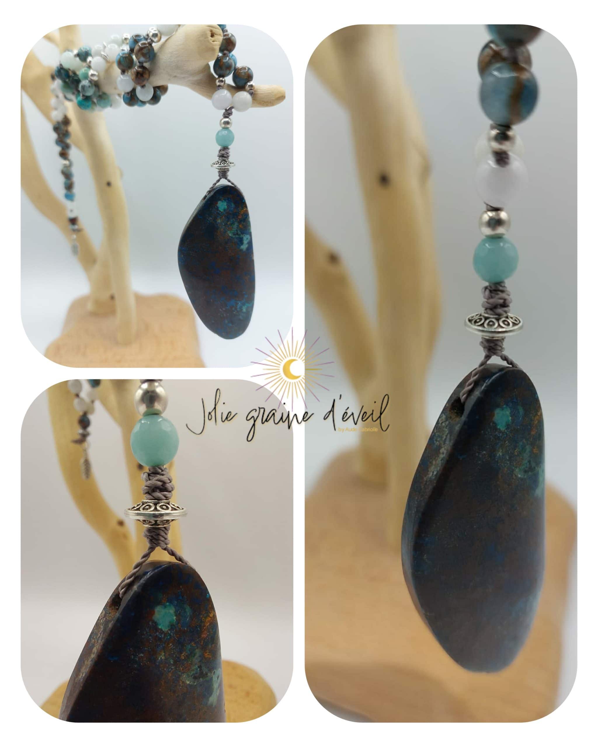 Mala chrysocolle Jaspe d’afrique jade blanc Mala chrysocolle Jaspe d’afrique jade blanc