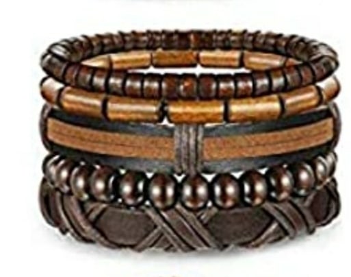 5 bracelets cuir et bois bi colore 5 bracelets cuir et bois bi colore