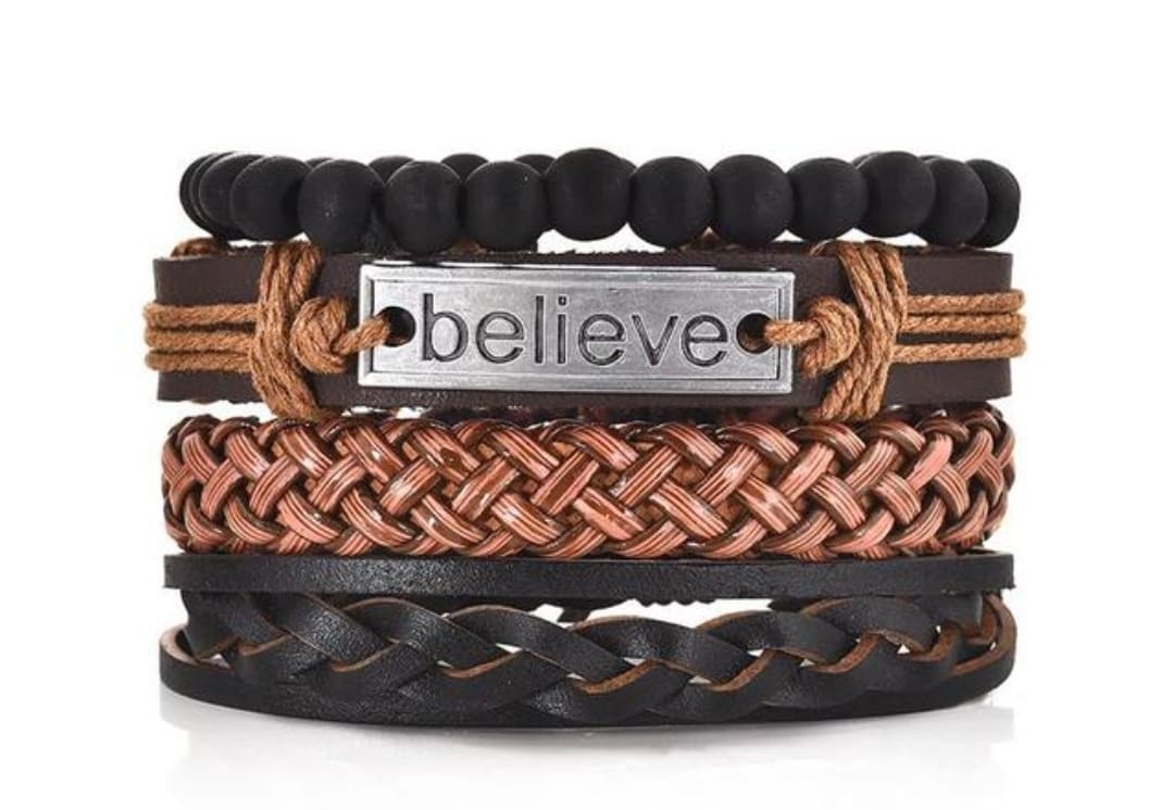 BRACELET CUIT ET BOIS BELIEVE BRACELET CUIT ET BOIS BELIEVE