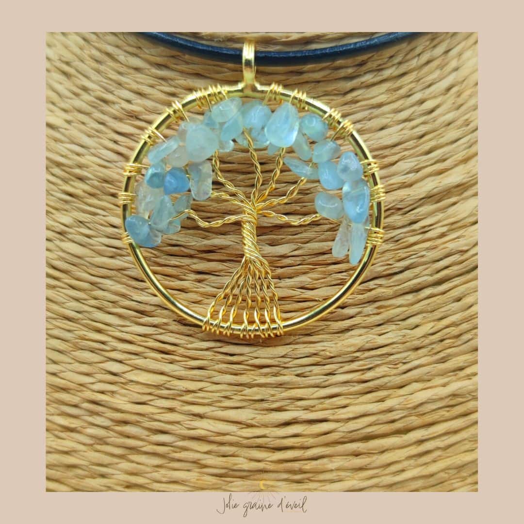 ARBRE DE VIE AIGUE MARINE OR 3 ARBRE DE VIE AIGUE MARINE OR 3