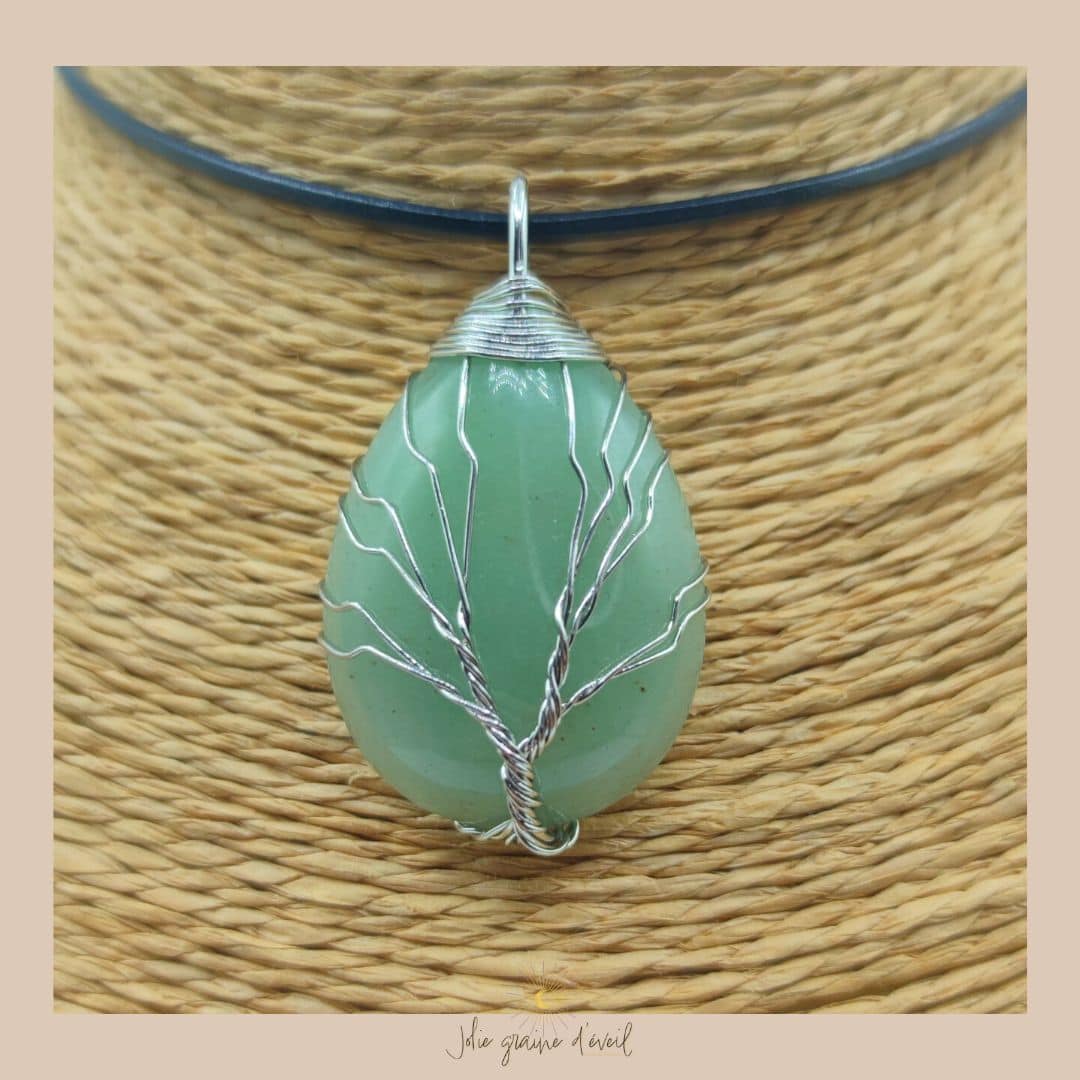 PENDENTIF AVENTURINE GOUTTE ARGENT (2)
