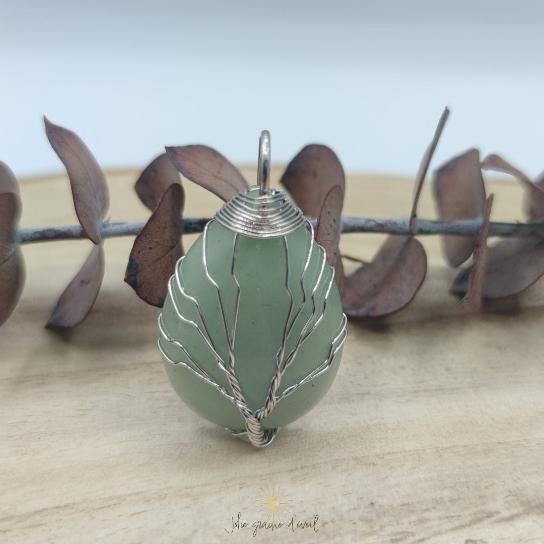 PENDENTIF AVENTURINE GOUTTE ARGENT 3