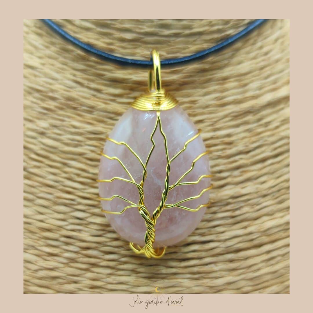 PENDENTIF GOUTTE QUARTZ ROSE OR PENDENTIF GOUTTE QUARTZ ROSE OR