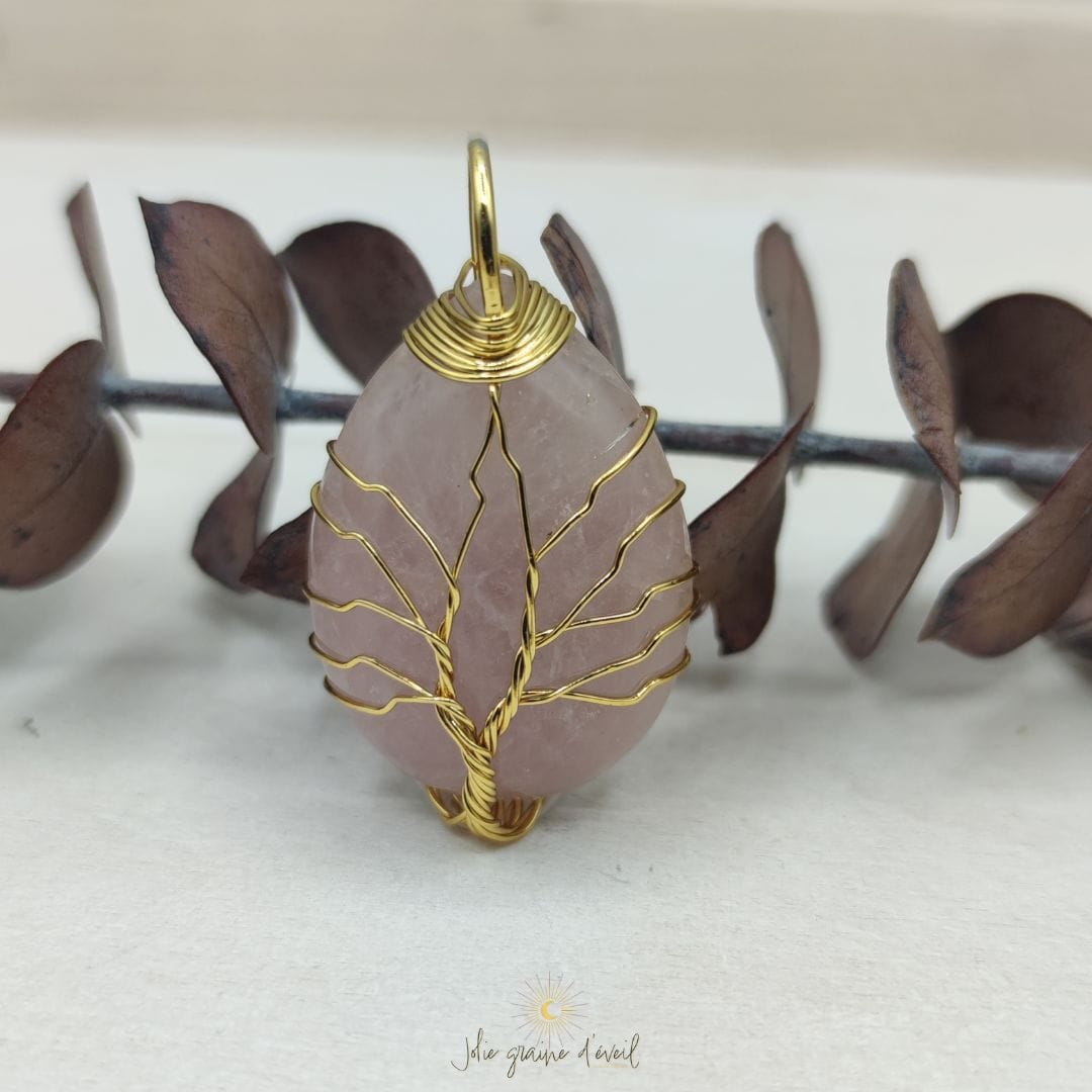 PENDENTIF GOUTTE QUARTZ ROSE OR PENDENTIF GOUTTE QUARTZ ROSE OR