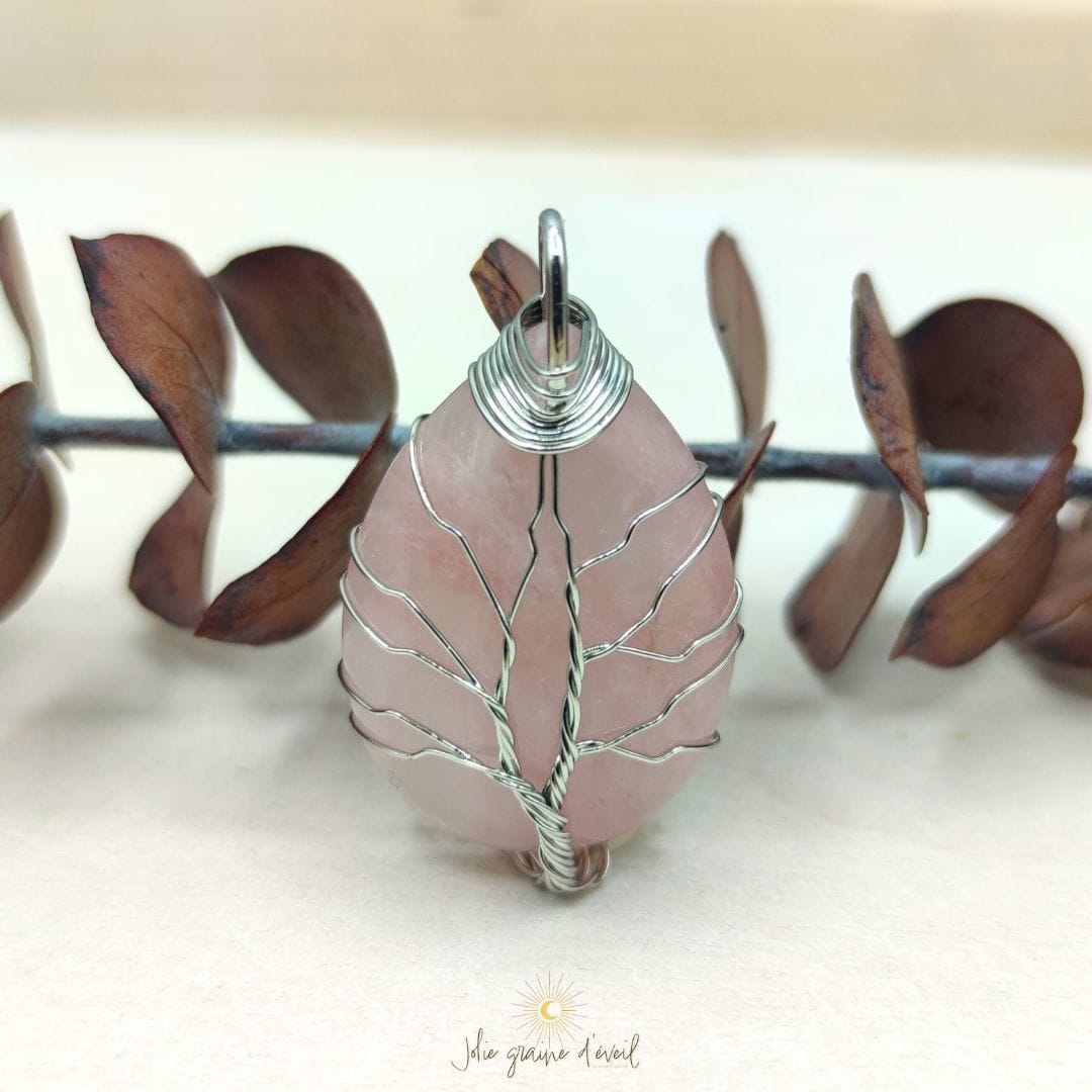 PENDENTIF GOUTTE QUARTZ ROSE argent PENDENTIF GOUTTE QUARTZ ROSE argent