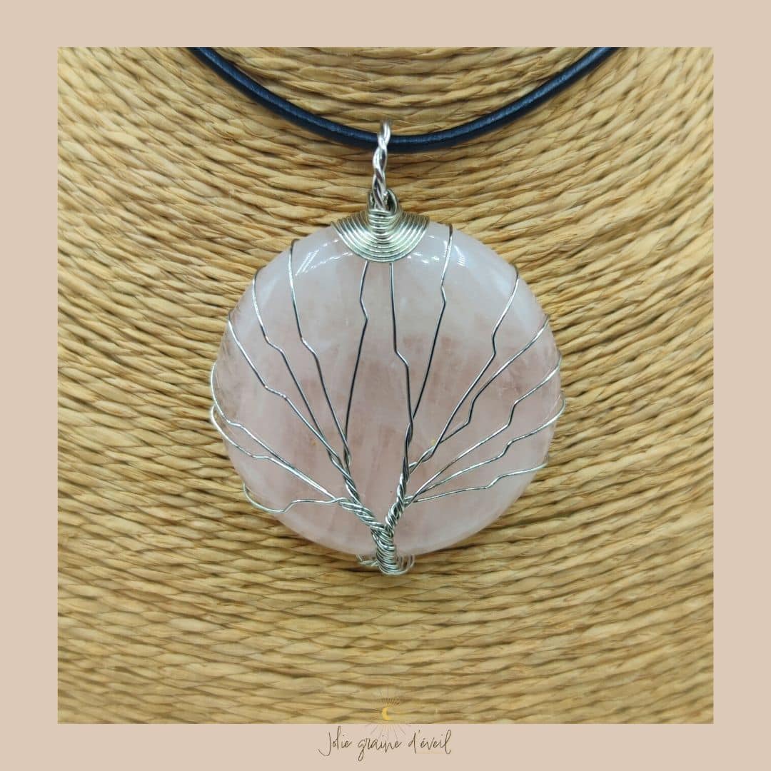 PENDENTIF QUARTZ ROSE ARGENT PENDENTIF QUARTZ ROSE ARGENT